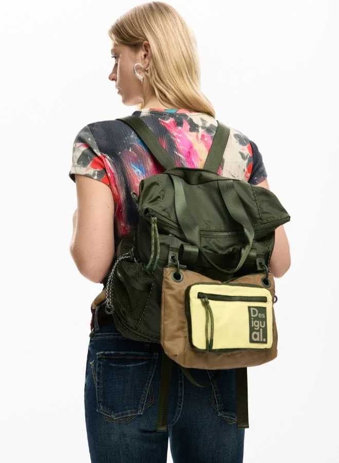 DESIGUAL Green Bicolor waxed voyager backpack for Women | Best Price UAE